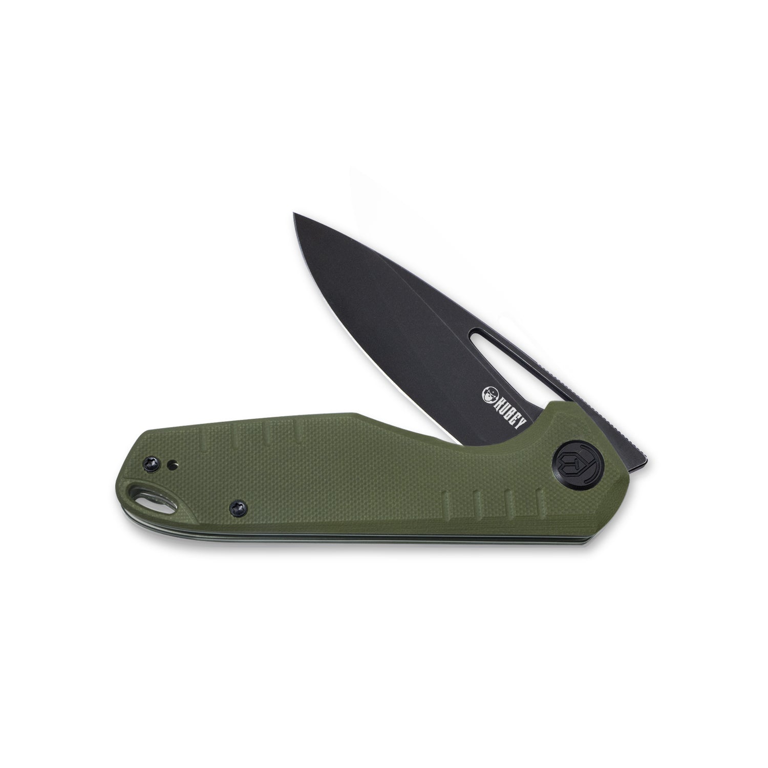 Kubey Doris Liner Lock Front Flipper Folding Knife Green G10 Handle 3.27" Darkwashed D2 KU324C