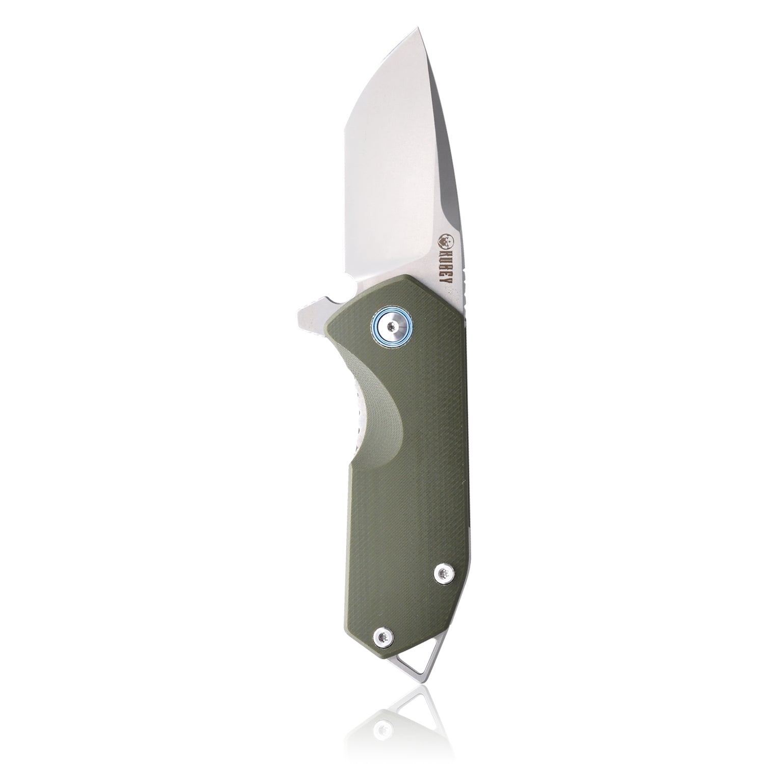 Kubey Campe Nest Liner Lock EDC Flipper Knife OD Green G10 Handle 2.36" Sandblast D2 KU203B