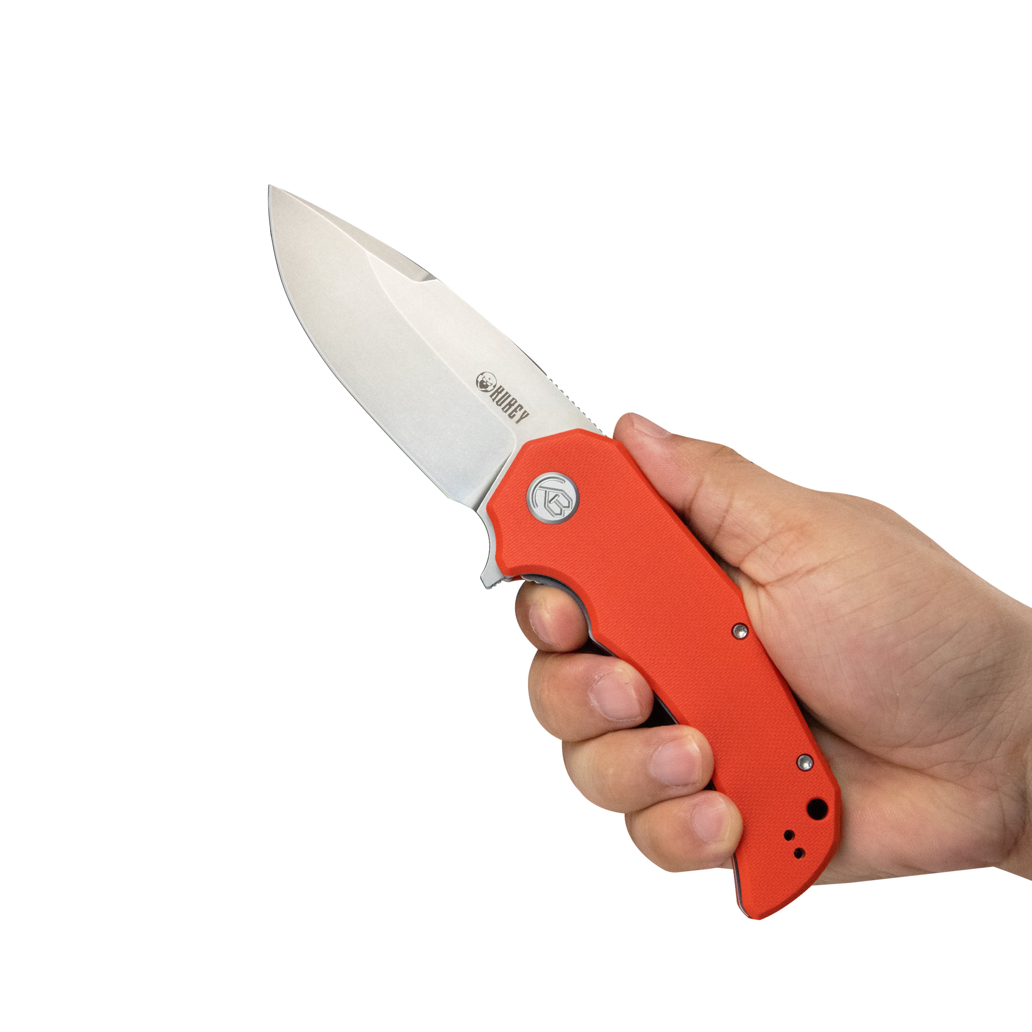 Kubey Mikkel Willumsen Design Bravo one Drop Point Outdoor Folding Camping Knife Orange G10 Handle 3.39" Beadblast AUS-10 KU319B
