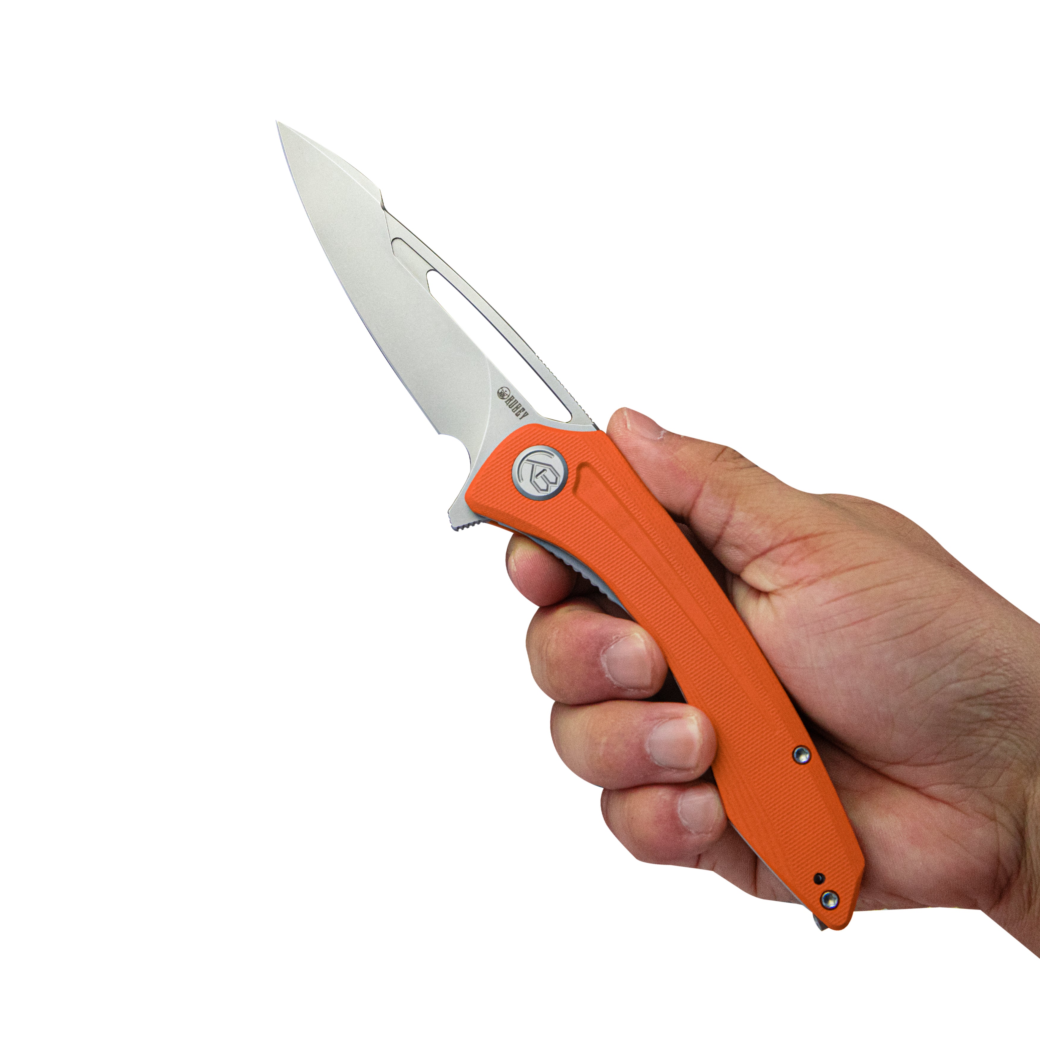 Kubey Merced Folding Knife 3.46" Beadblasted AUS-10 Blade With Durable Orange G10 Handle Reliable Tactical Pocket Knife KU345B