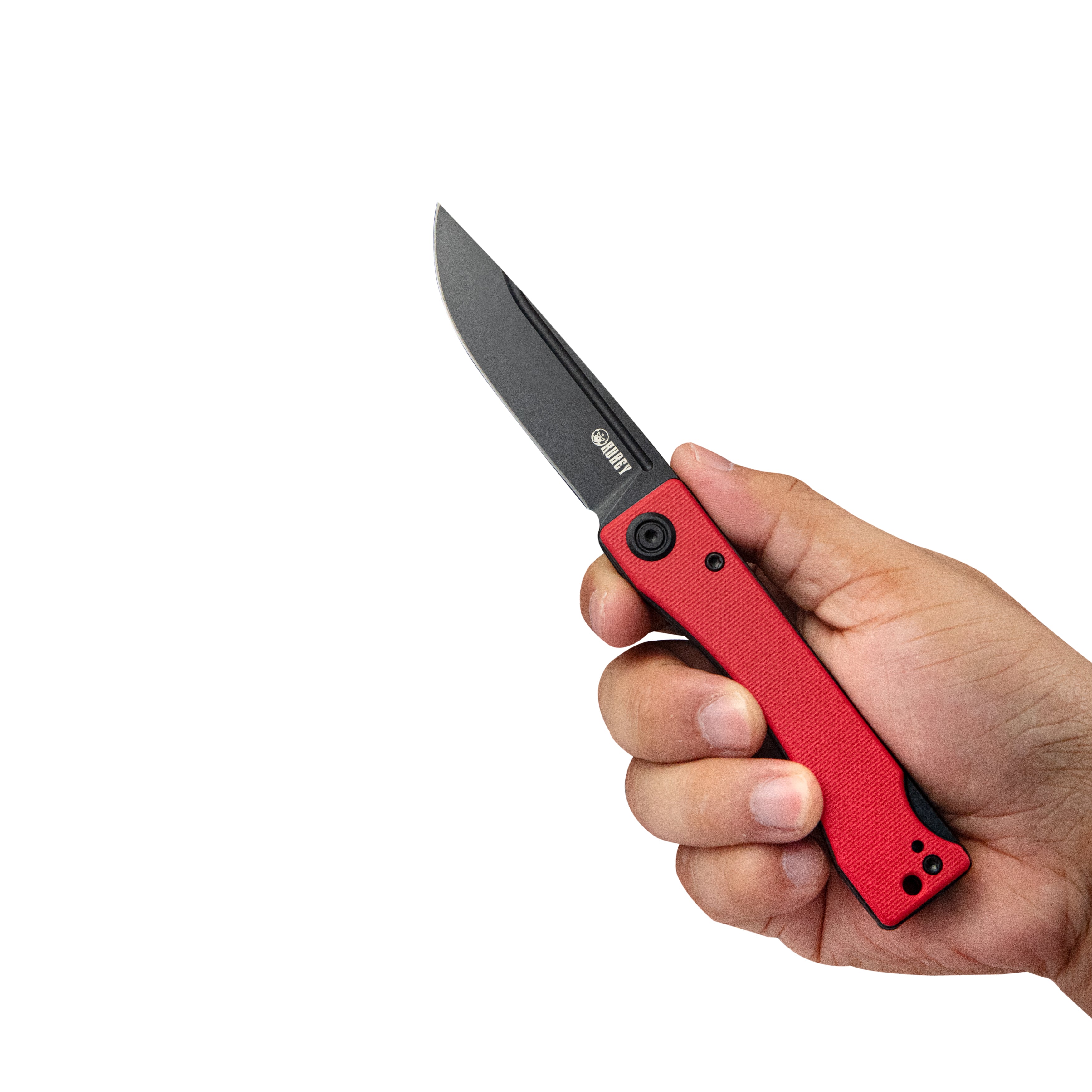 Kubey Akino Lockback Pocket Folding Knife Red G10 Handle 3.15" Blackwashed Sandvik 14C28N KU2102C
