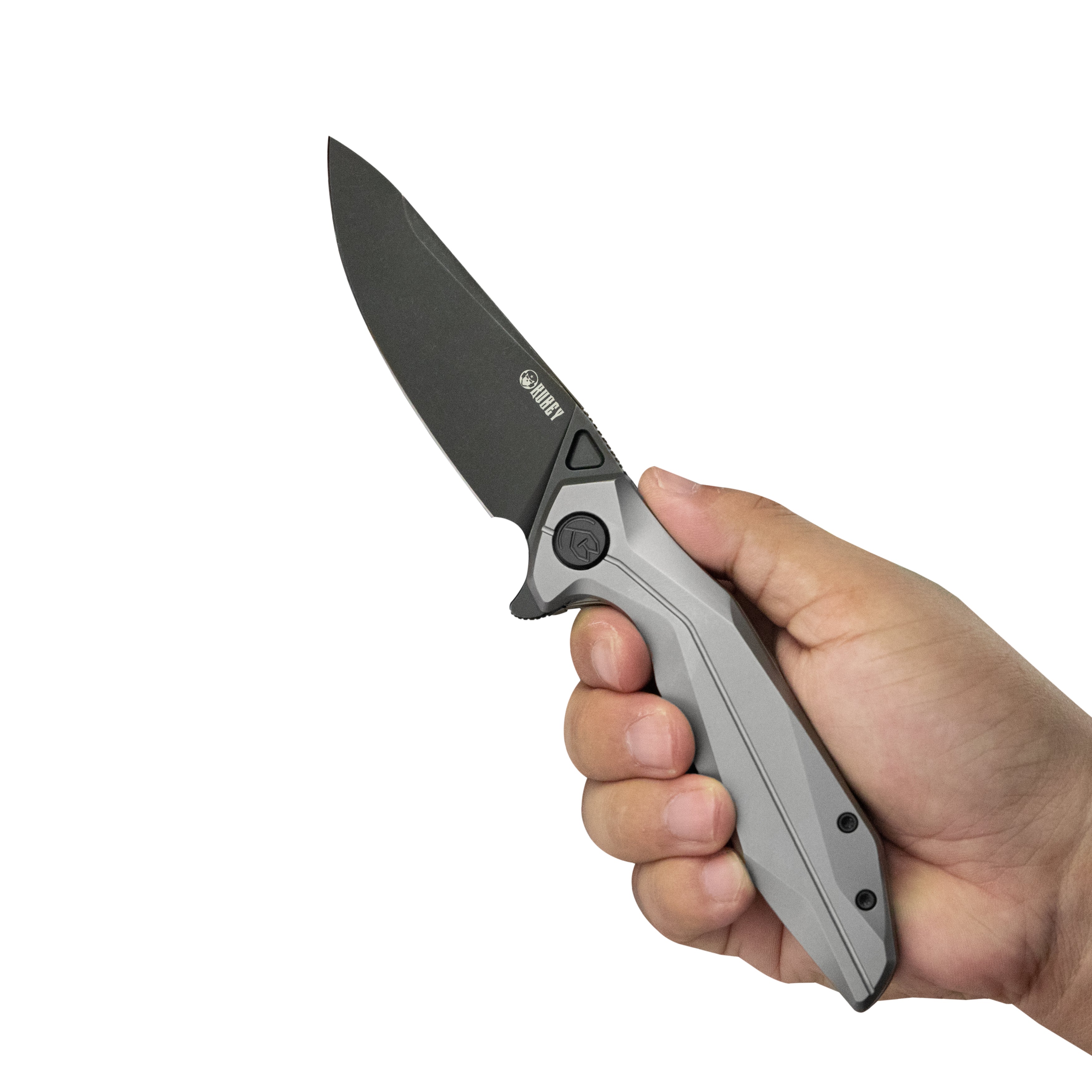 Kubey Nova Frame Lock Flipper Folding Knife Gray 6AL4V Titanium Handle 3.66" Darkwashed 14C28N KB235E