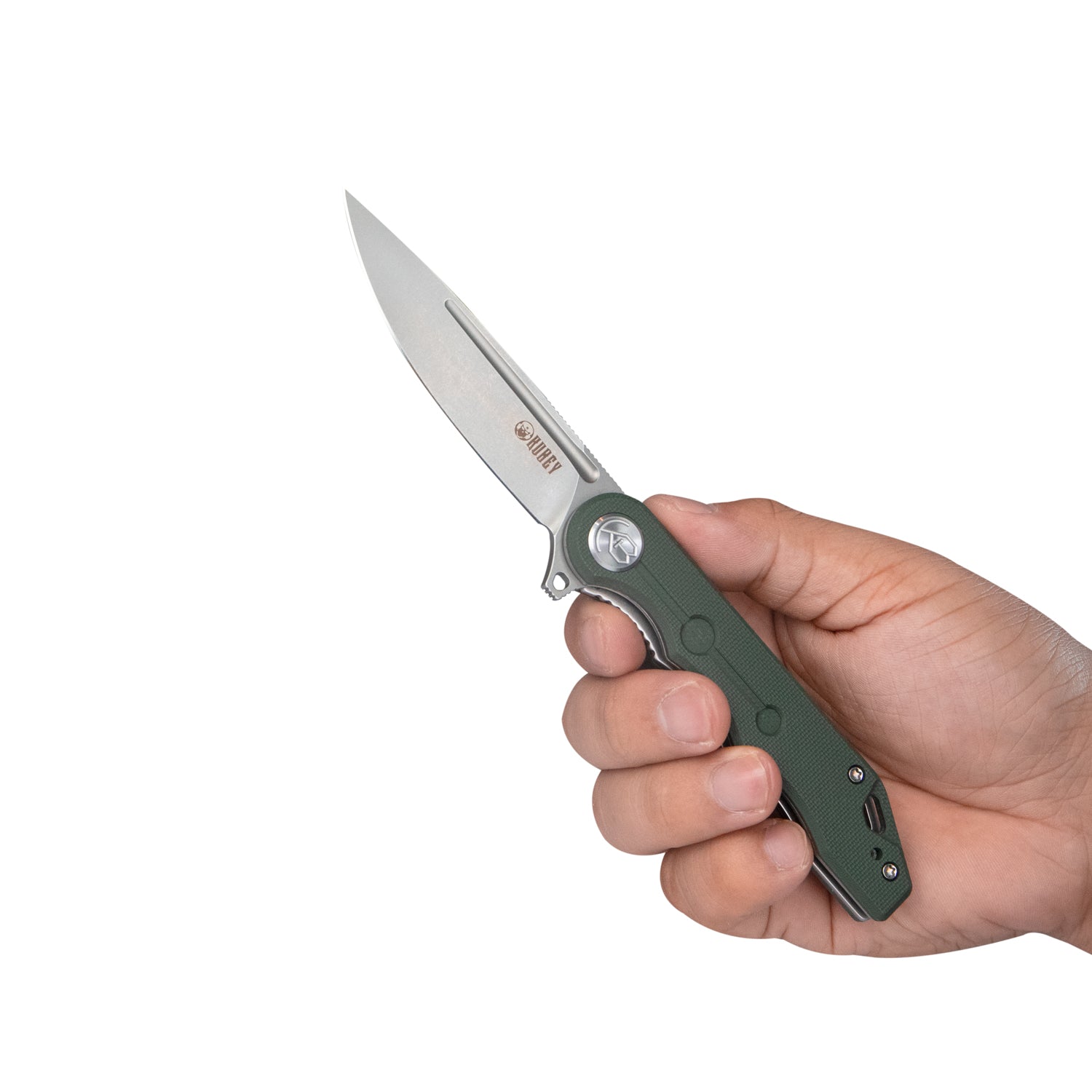 Kubey Mizo Liner Lock Flipper Folding Knife Green G10 Handle 3.15" Bead Blast AUS-10 KU312F