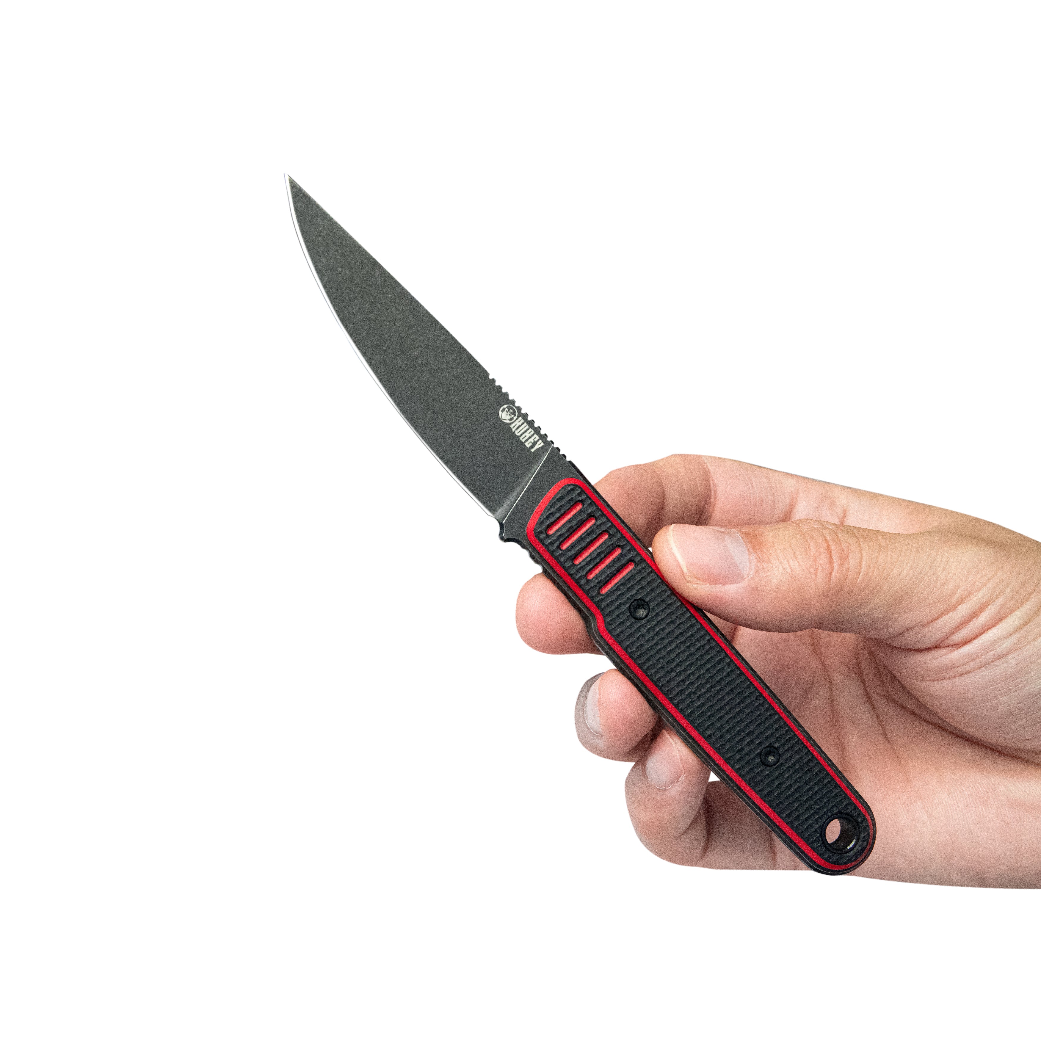 Kubey JL Drop Point Fixie Every Day Carry Fixed Blade Knife Red Black G-10 3.11'' Drop Point Blackwash 14C28N KU356A