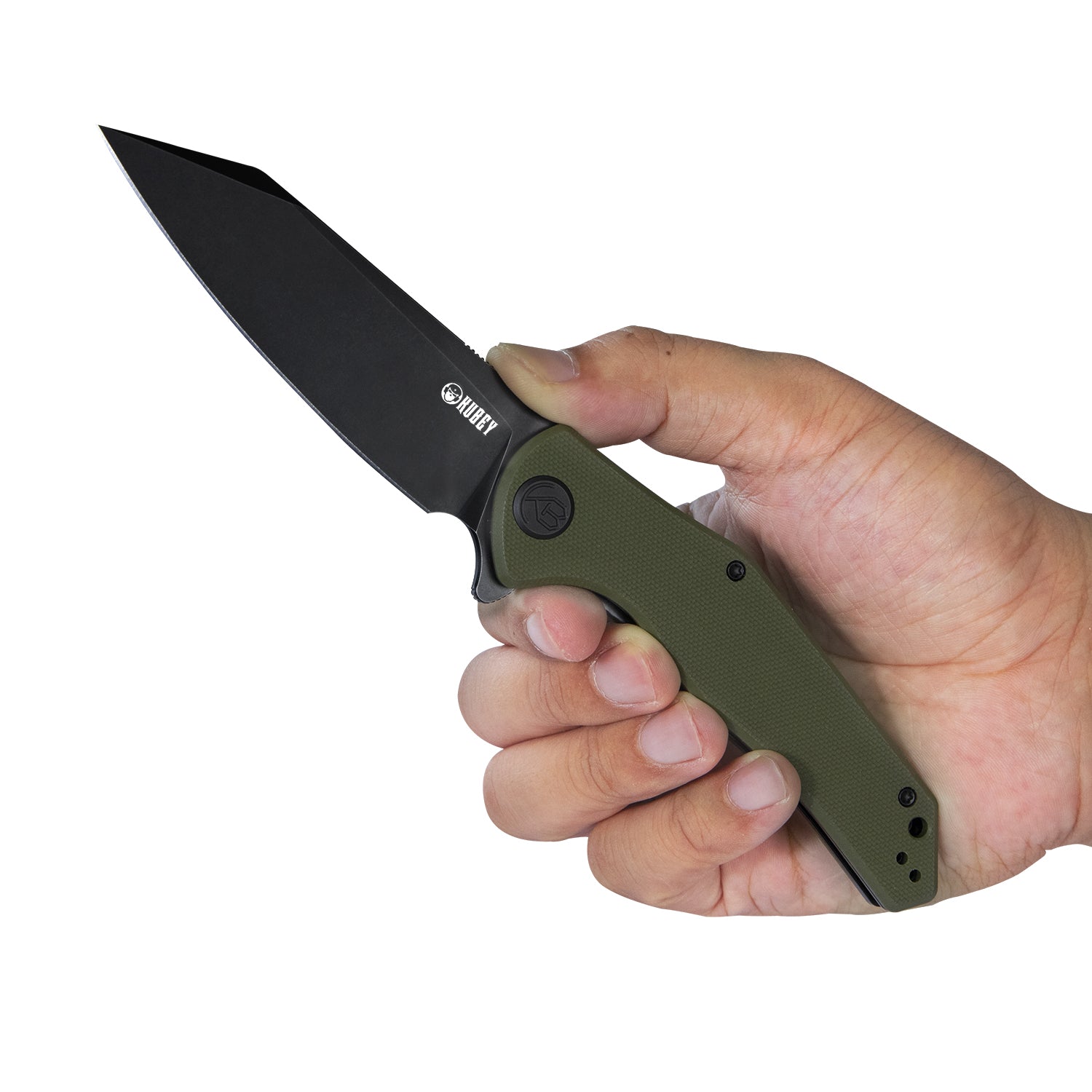 Kubey Flash Liner Lock Flipper Folding Knife Green G10 Handle 3.82" Blackwash D2 KU158B