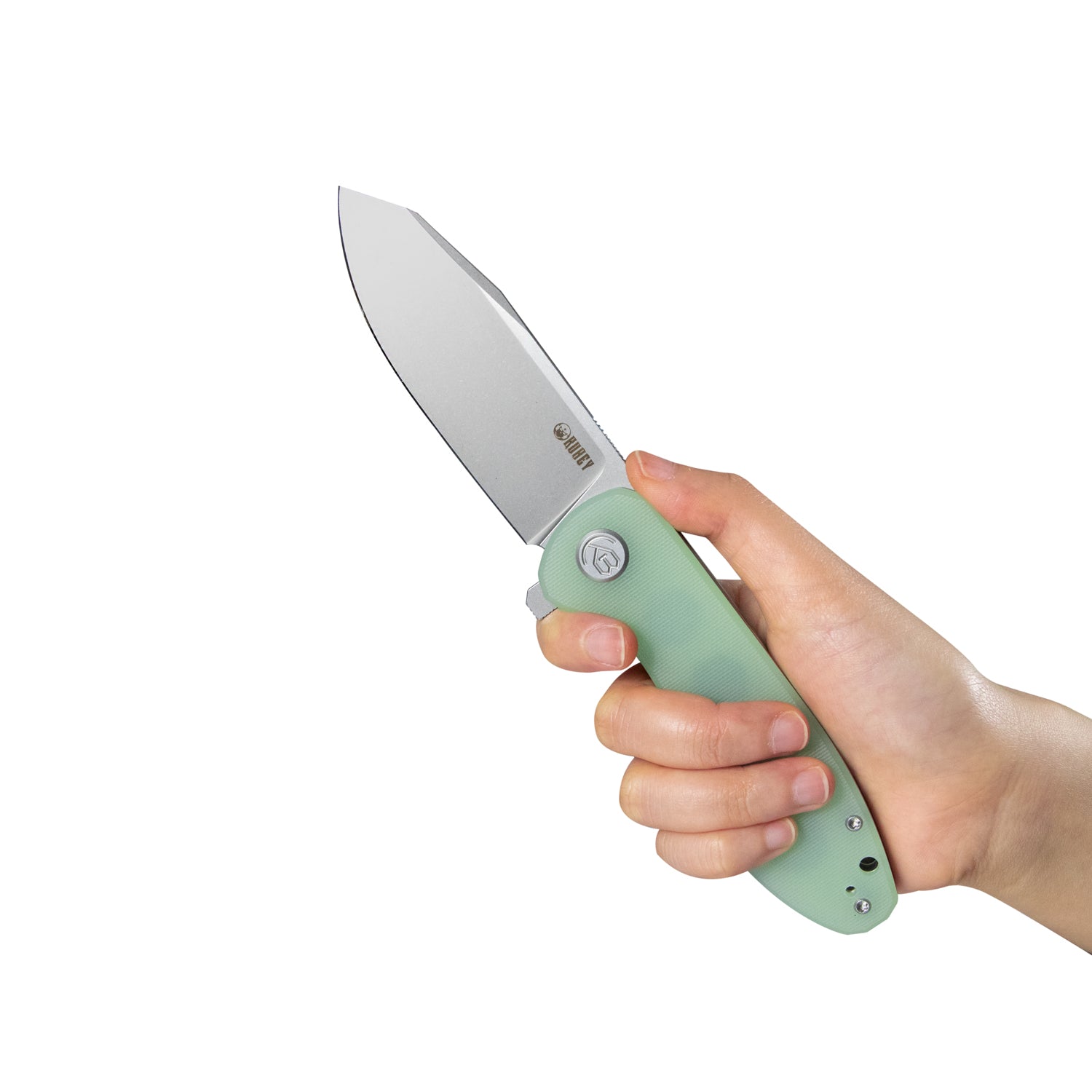 Kubey Master Chief Outdoor Folding Pocket Knife Jade G10 Handle 3.43" Beadblast AUS-10 KU358C