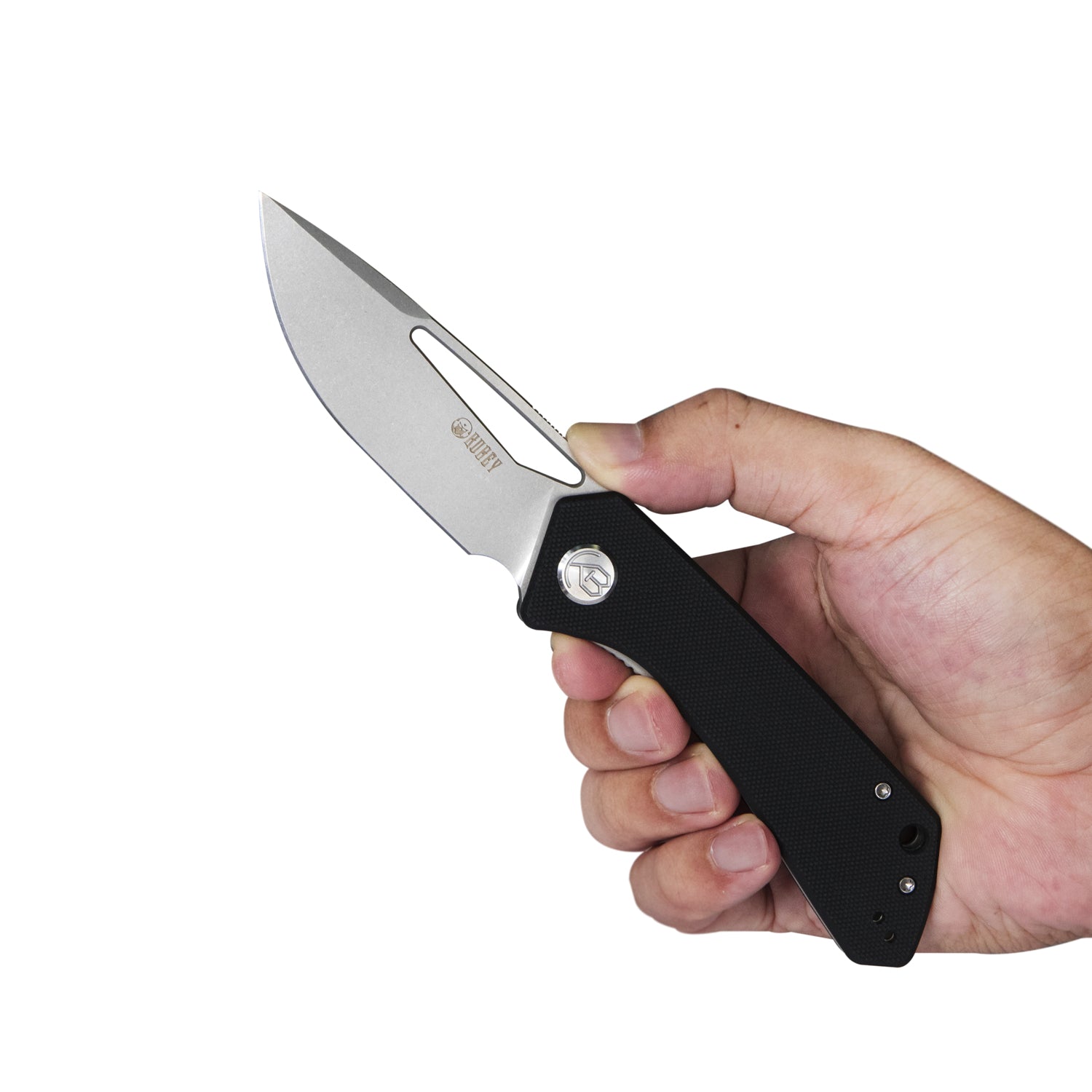 Kubey Thalia Front Flipper EDC Pocket Folding Knife Black G10 Handle 3.27" Bead Blasted D2 KU331A