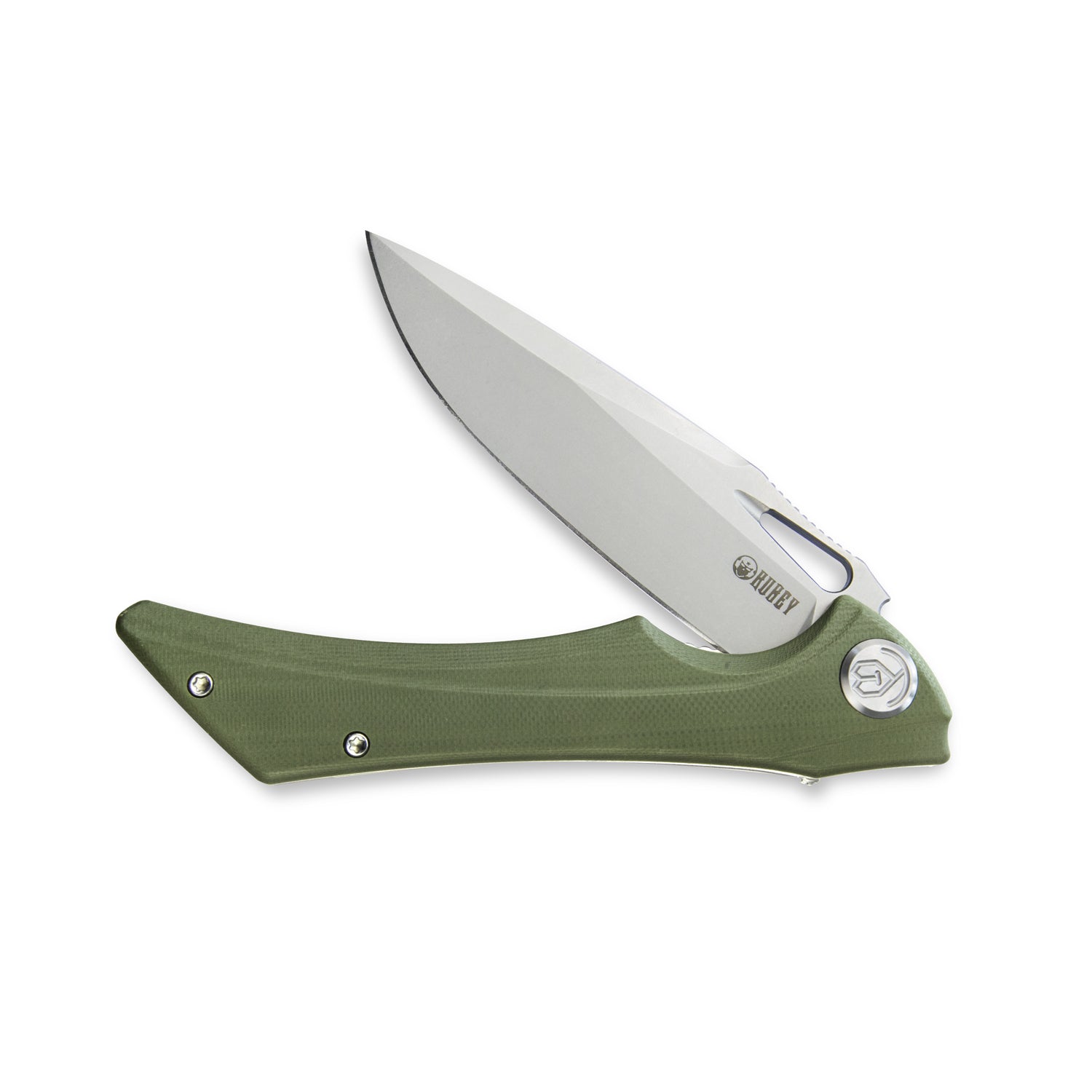 Kubey Raven Flipper Folding Knife OD Green G10 Handle 3.7" Satin AUS-10 KB245B