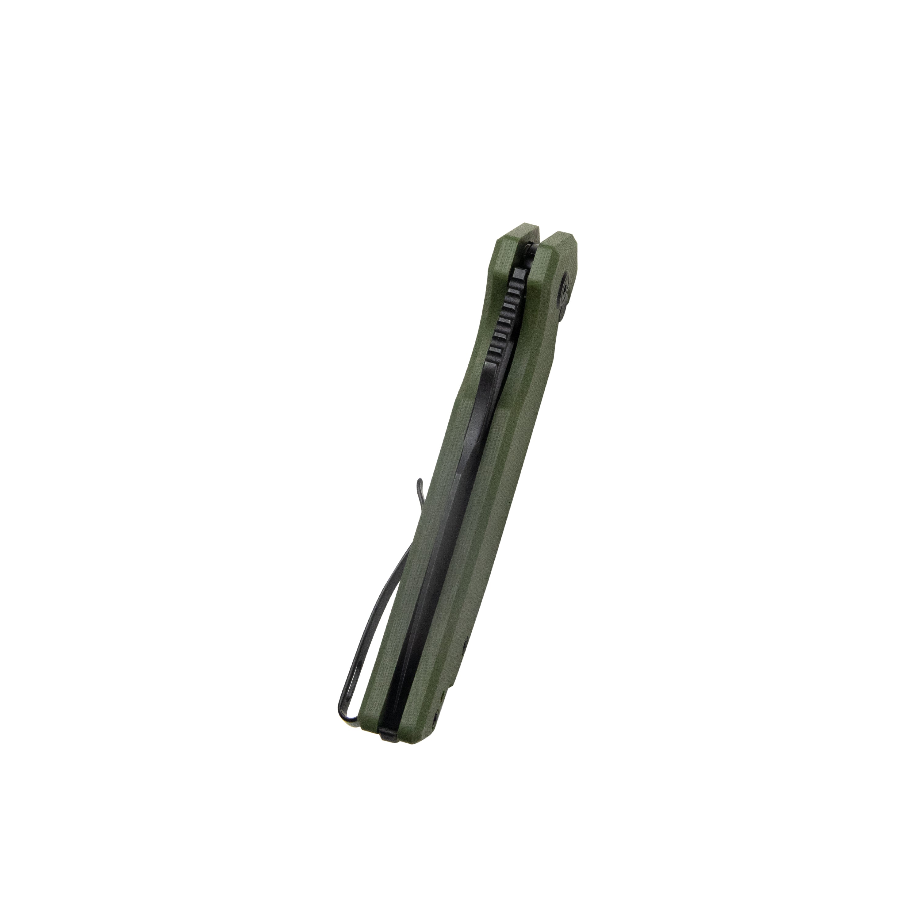 Kubey RDF Pocket Knife with Button Lock Full-Contoured Green G-10 Handle 3.11" Blackwash AUS-10 Blade, Lightweight Hydra Designed Folding Knife for EDC KU316B