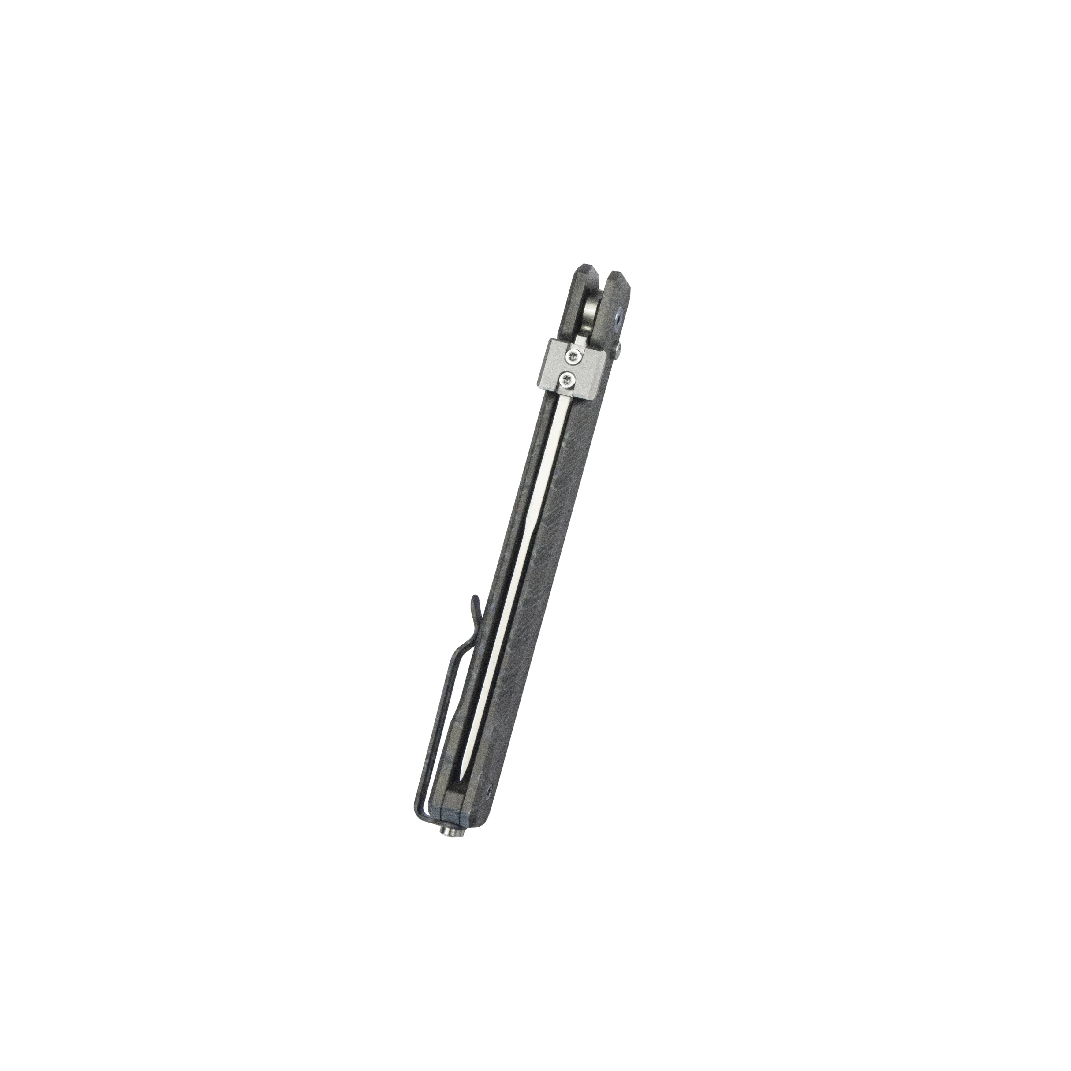 Kubey Prism Button Lock CEO Style Folding Knife Flame 6AL4V Titanium Handle 3.54'' Beadblast 14C28N KB243C