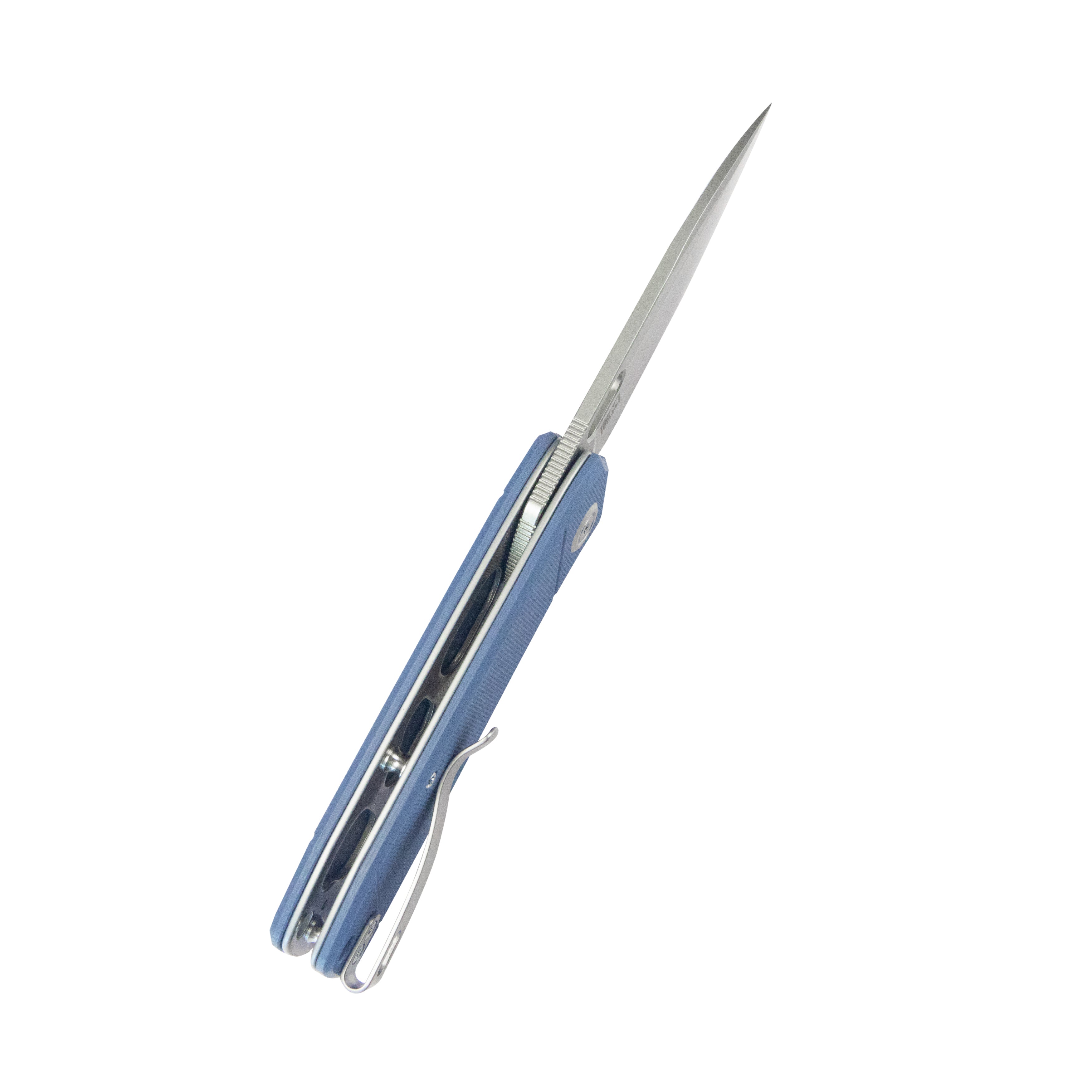 Kubey Hyde Liner Lock Folding Knife Denim Blue G10 Handle 2.95" Sand Blasted 14C28N KU2104D