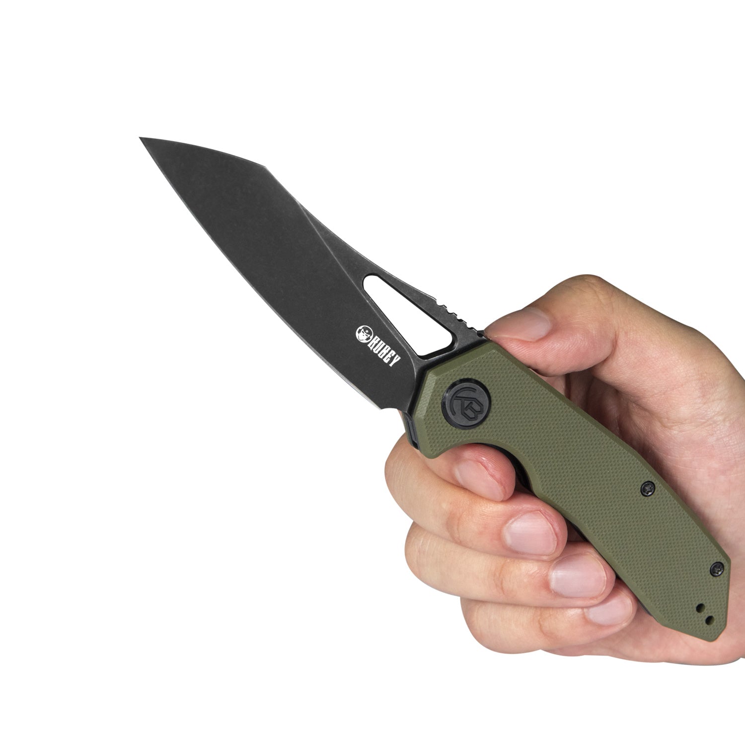 Kubey Vagrant Liner Lock Folding Knife Tan G10 Handle (3.1" Darkwashed AUS-10) KU291E