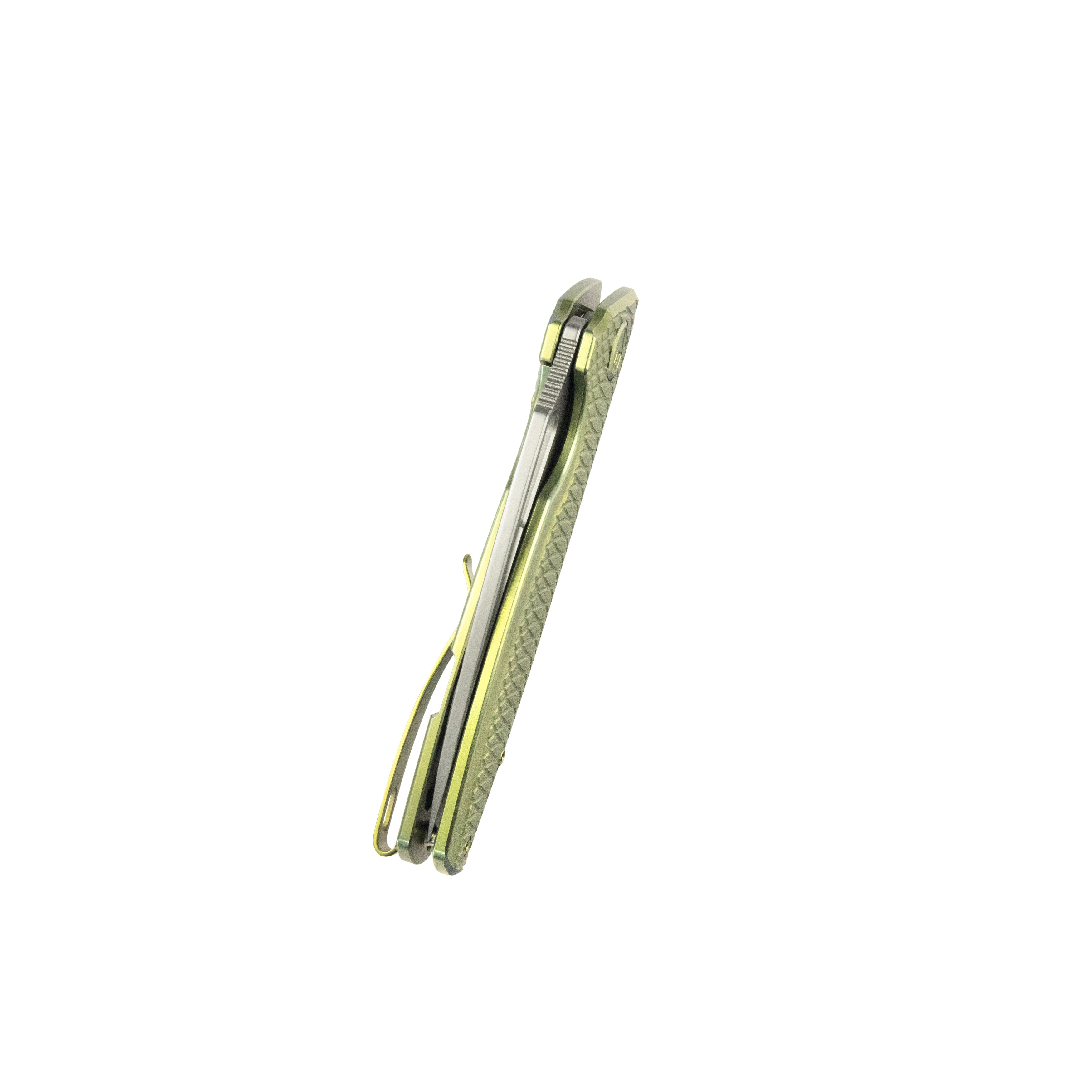 Kubey Tityus Frame Lock Flipper Folding Knife Gold Pattern Titanium Handle 3.39" Beadblast 14C28N KB360G