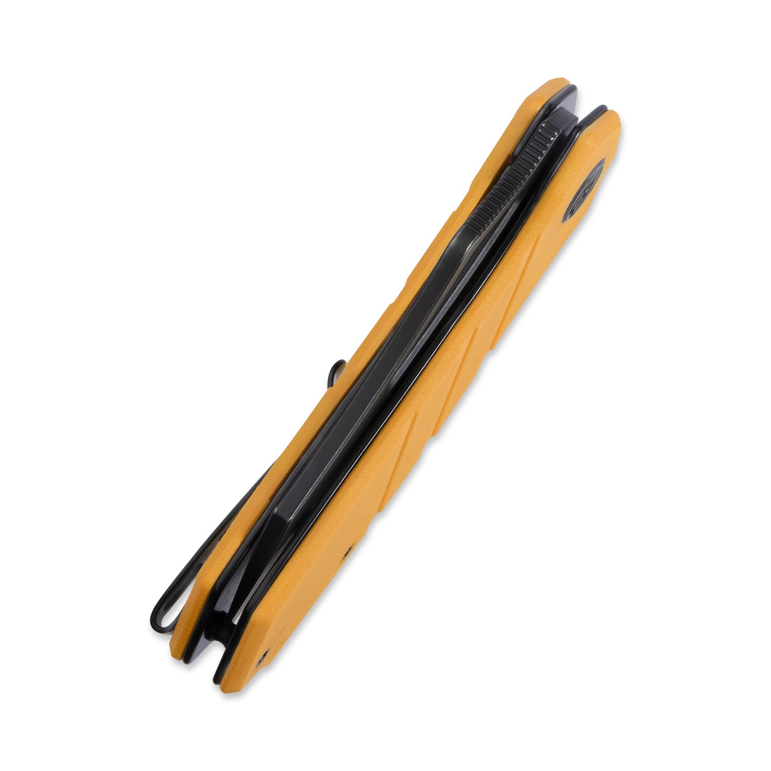 Kubey Ceyx Liner Lock Flipper Folding Knife Yellow G10 Handle 2.95" Darkwashed D2 KU335C