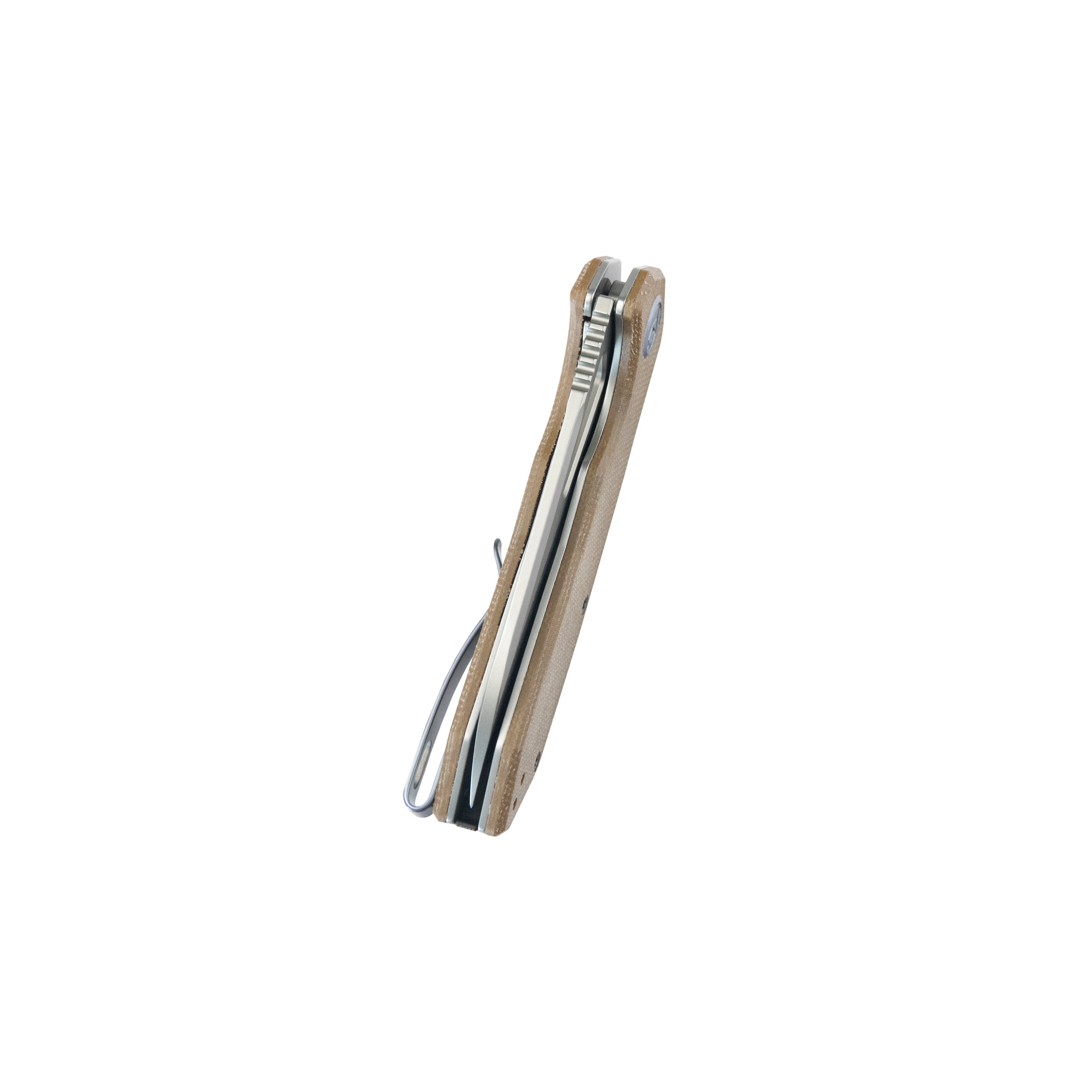 Kubey Vagrant Liner Lock Folding Knife Tan Micarta Handle 3.1" Sandblast M390 KB291V