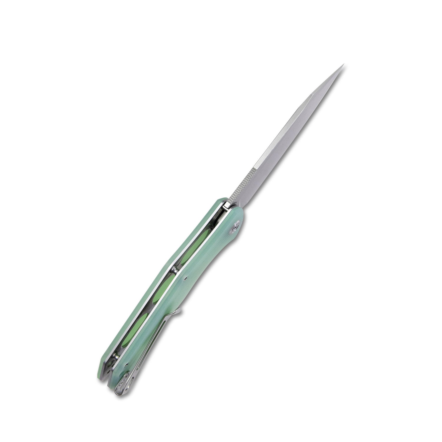 Kubey Flash Liner Lock Flipper Folding Knife Jade G10 Handle 3.82" Beadblasted AUS-10 KU158I