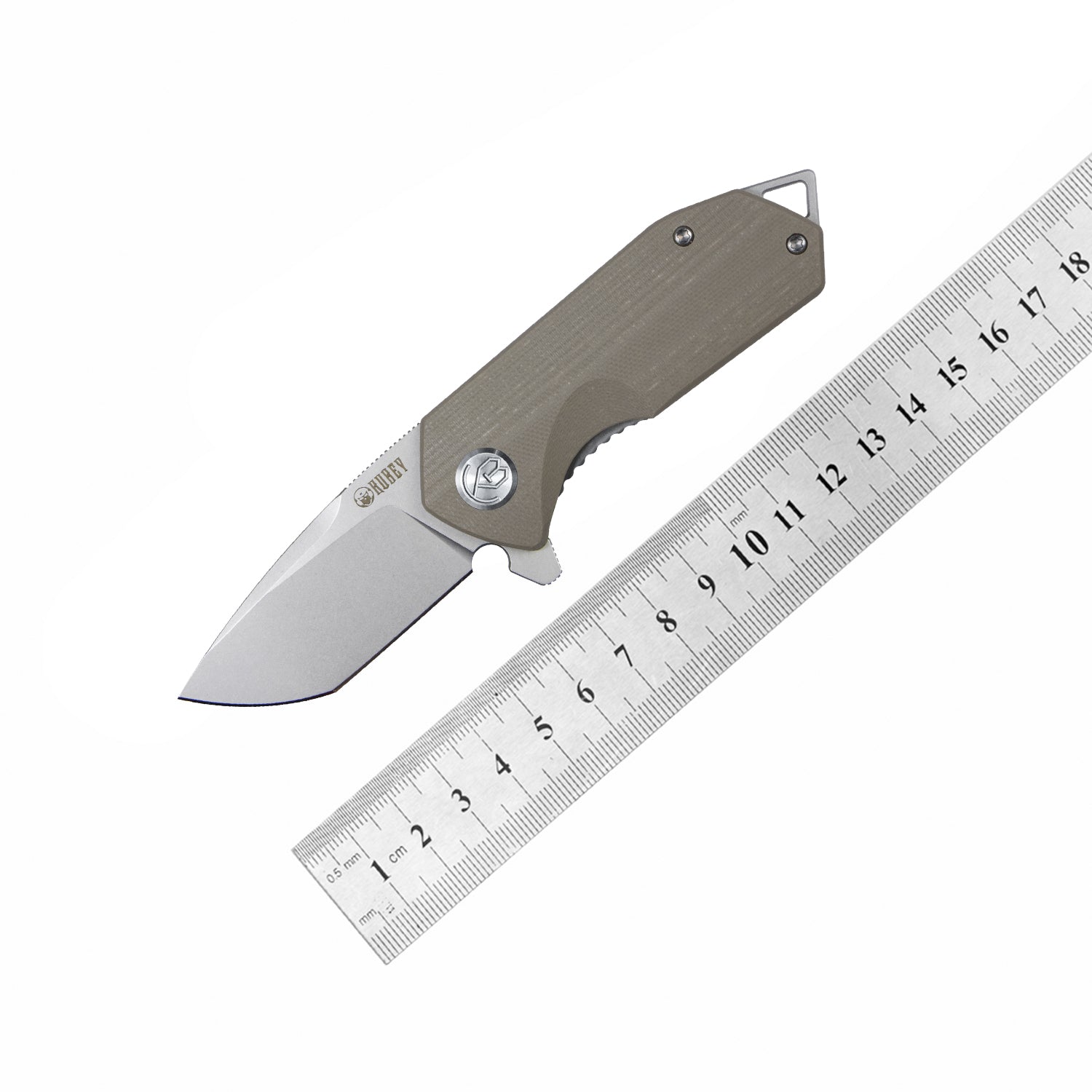 Kubey Campe Nest Liner Lock EDC Flipper Knife Striped Khaki G10 Handle 2.36"Bead Blasted D2 KU203G