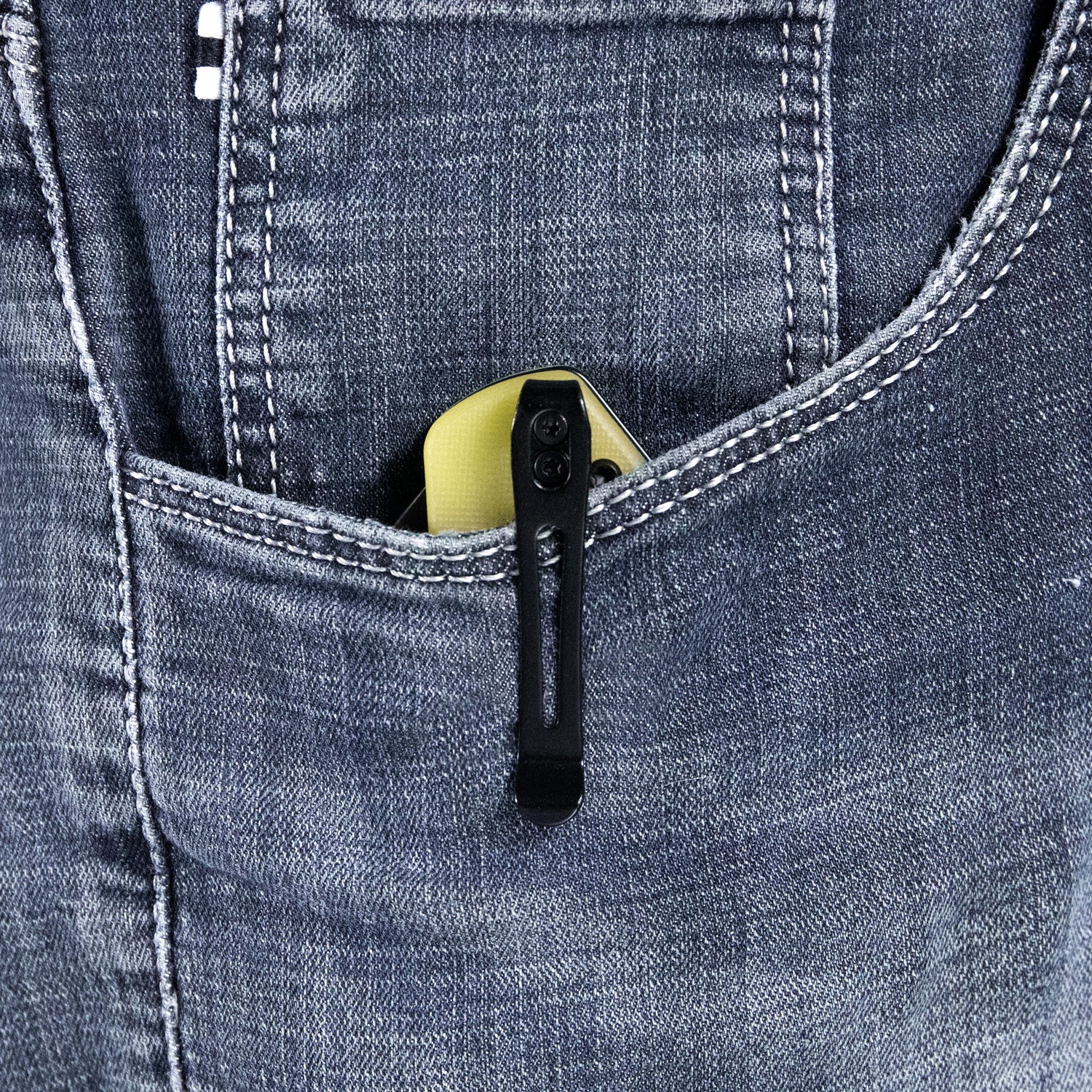 Kubey Duroc Liner Lock Flipper Small Pocket Folding Knife Translucent Yellow G10 Handle 2.91" Black Stonewashed AUS-10 KU332H