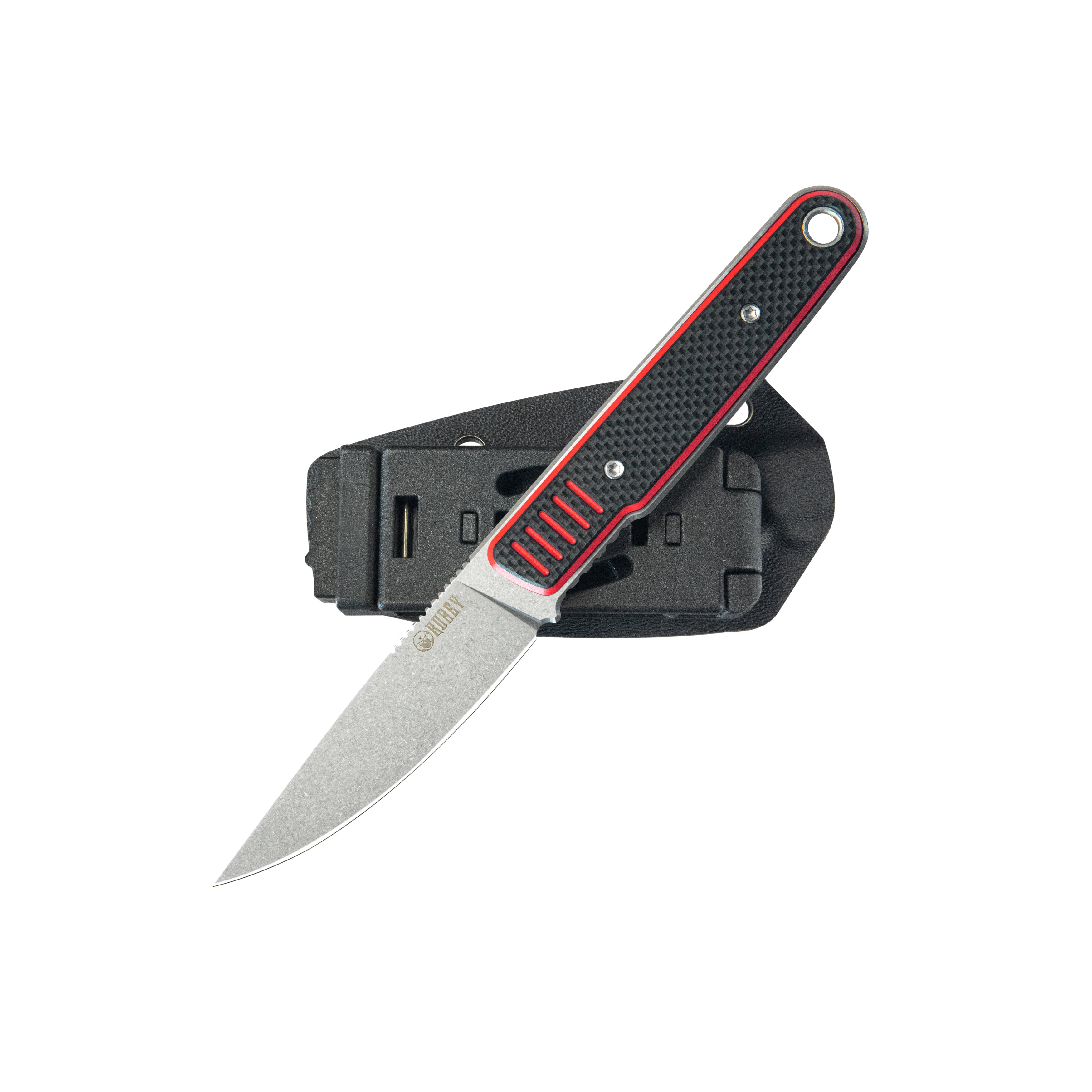 Kubey JL Drop Point Fixie Every Day Carry Fixed Blade Knife Red Black G-10 3.11'' Drop Point Beadblast 14C28N KU356D